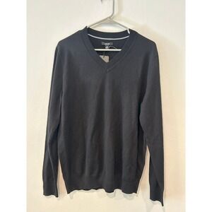 NWT Alfani Black Merino Wool Blend V Neck Sweater Medium Men's Long Sleeve